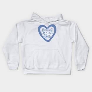 Emotional Support Kindle Blue - Text On Hollow Heart Kids Hoodie